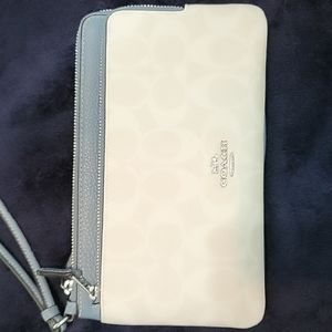Coach White and Gray Wristlet